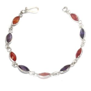 925 Sterling Silver Colour Stone Bracelet MGA - BRS0159
