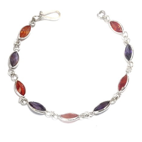 925 Sterling Silver Colour Stone Bracelet MGA - BRS0159