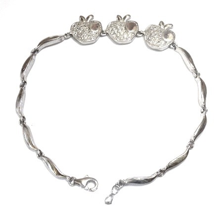 925 sterling silver apple shape bracelet mga - brs0076