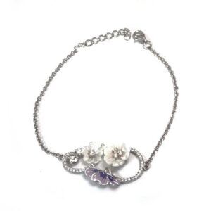 925 sterling silver flower shape bracelet mga - brs0378
