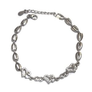 925 sterling silver heart shape bracelet mga - brs0390