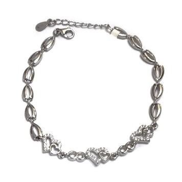 925 sterling silver heart shape bracelet mga - brs0390