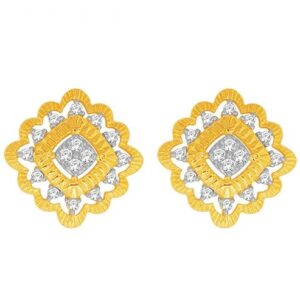 18k gold real diamond square shape earring mga - rde002