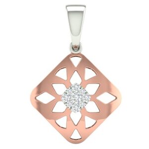 18k rose gold white gold real diamond square shape pendant mga - rp0033