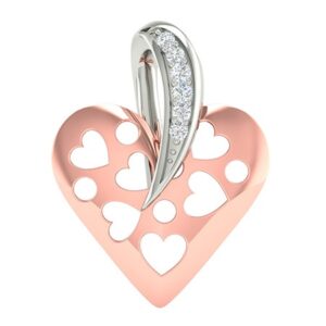 18k rose gold white gold real diamond heart shape pendant mga -  rp0032