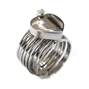 925 Sterling Silver Heart Shape Ring MGA - SR0079 - Image 2