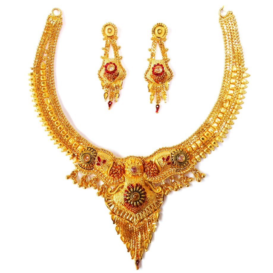 One gram gold forming necklace set mga - gfn004