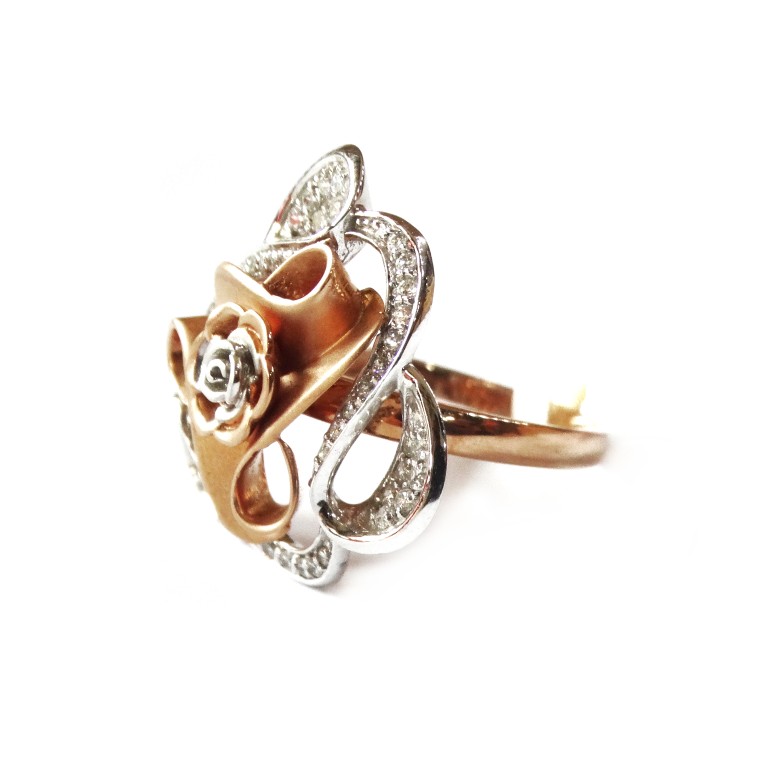 18k rose gold flower shape ring mga - rgr0030