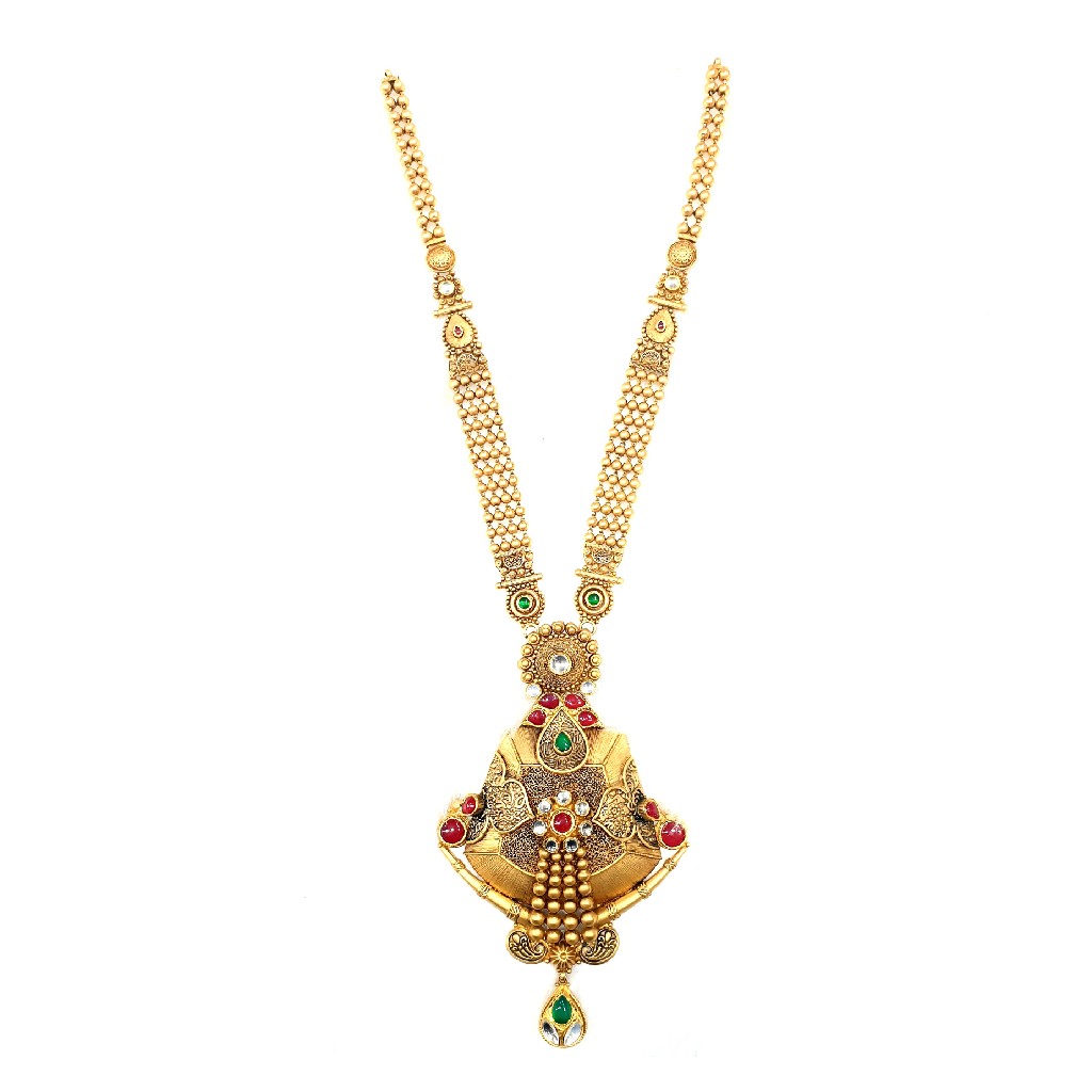 916 gold antique necklace set mga - gn031