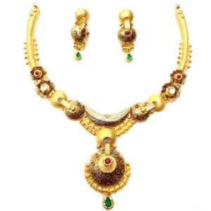 916 gold antique necklace set mga - gn025
