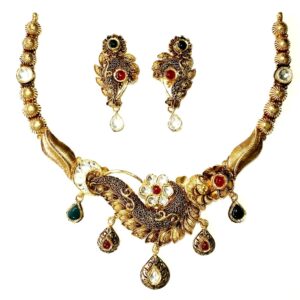 916 gold antique necklace set mga - gn013