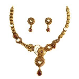 916 gold antique necklace set mga - gn008