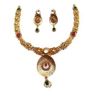 916 gold antique necklace set mga - gn007
