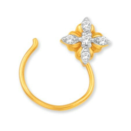 18k gold real diamond nosepin mga - rn004