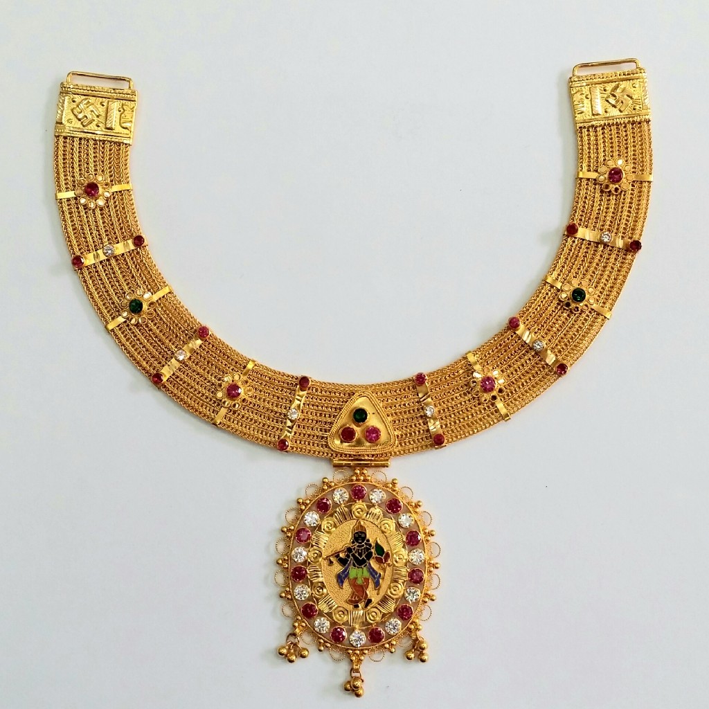 916 Gold Kalkati Necklace Set MGA - KN001