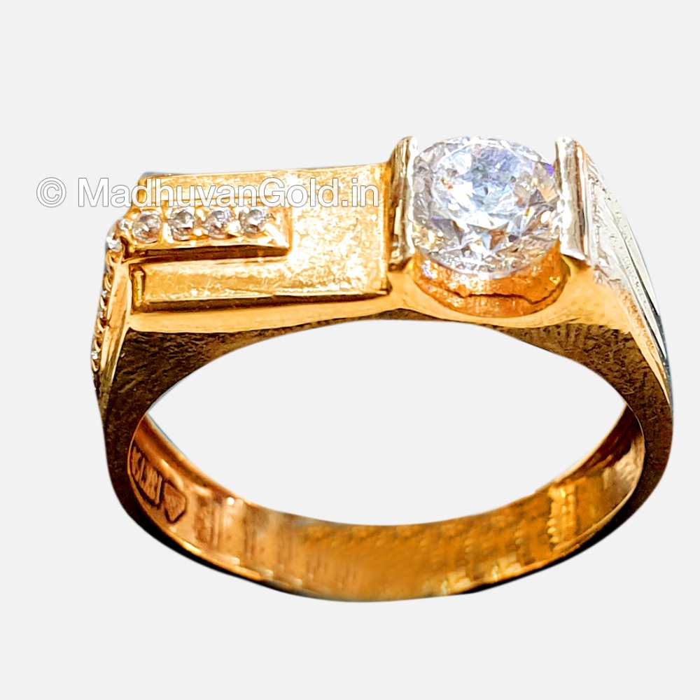 18KT Rose Gold Modern CZ Gents Ring
