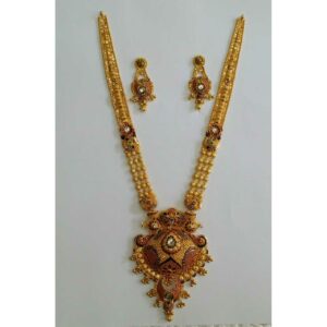22KT Yellow Gold Vertical Attractive Necklace Set