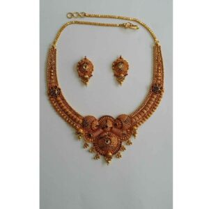 22KT Yellow Ladies Gold Vertical Necklace Set