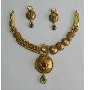 22KT Yellow Gold Ladies Indian Ethical Bridal Necklace Set