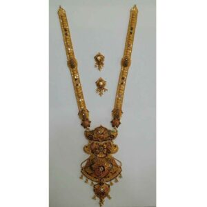 22KT Yellow Gold Vertical Antique Necklace Set
