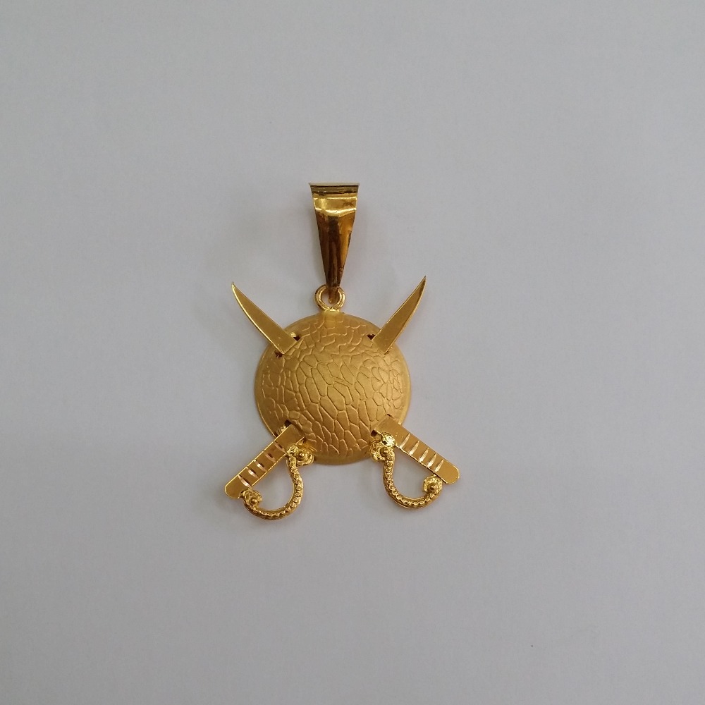 916 Gold Shield and sword pendant