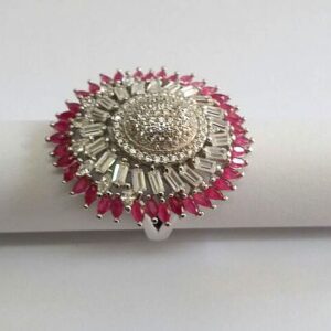 925 Sterling Silver Pink Diamonds Ring