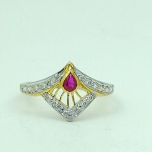 Gold Diamond Pink Stone Ring LMJ-111