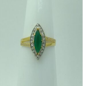 Gold Women Green Stone Ring LMJ-811
