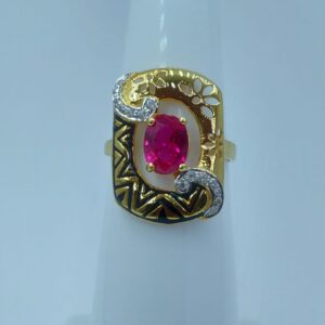 22KT Gold Pink stone Women Ring LMJ-651