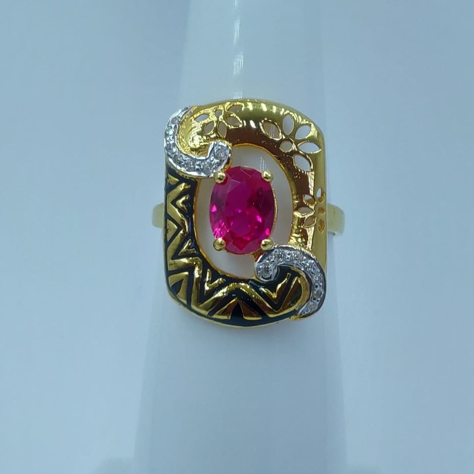 22KT Gold Pink stone Women Ring LMJ-651