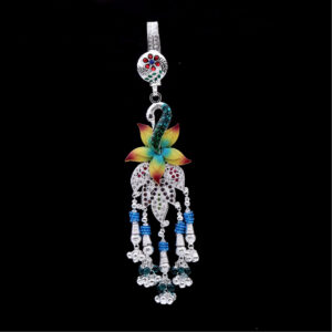 Silver Antique Minakari Peacock Style waist keyring