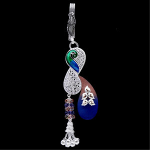 Silver Antique Minakari Peacock Style waist key ring