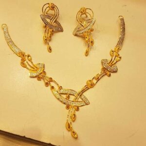 Fancy Yellow Gold Shiny Necklace Set