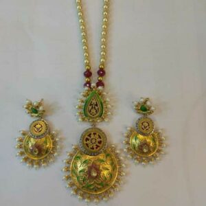 Gold Ladies Fancy Thewa Necklace Set