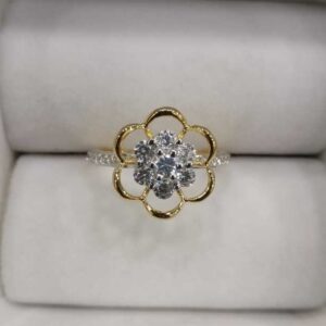 22K Gold Ladies Flower Designer Diamond Ring