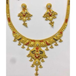 916 Gold Meenakari Ladies Necklace Set