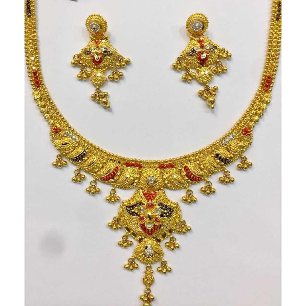 916 Gold Meenakari Ladies Necklace Set