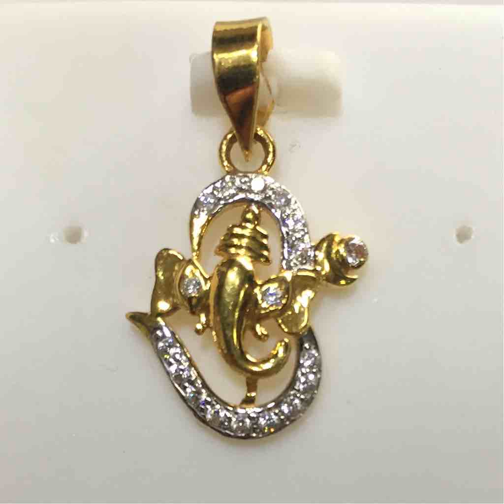 916 Gold Fancy OM With Ganesha Pendant
