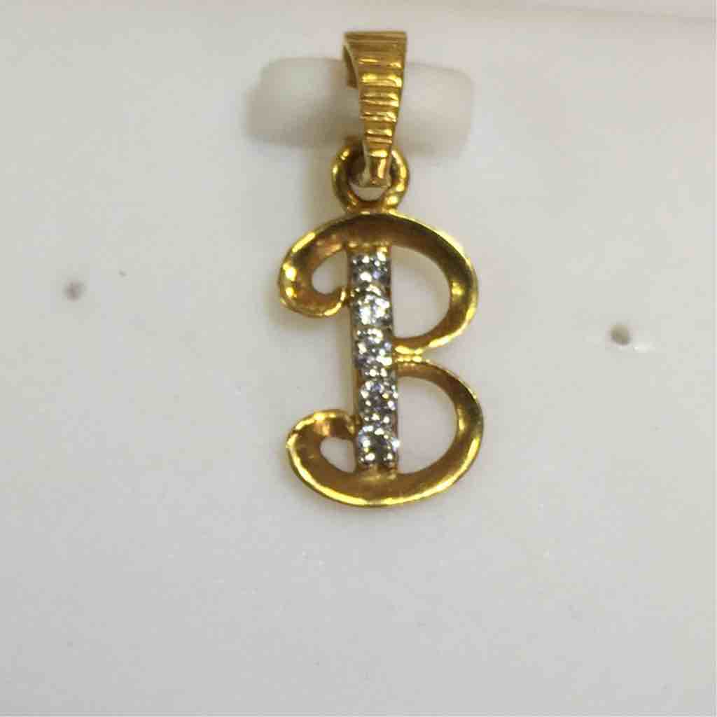 916 Gold Fancy B Alphabet Pendant