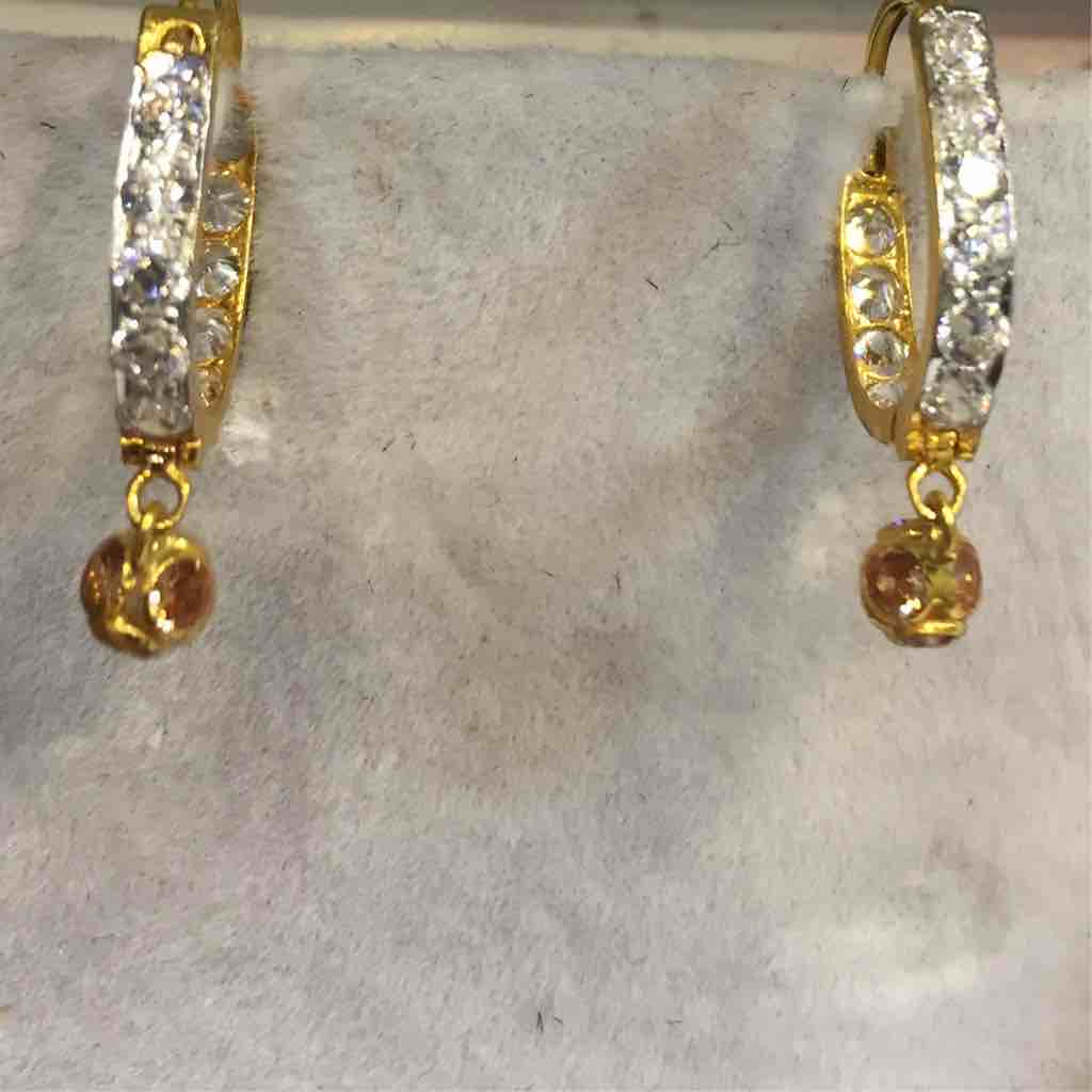 22KT Gold Studded Diamond Bali For Ladies