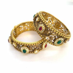 22k jadtar antique gold kada bangle