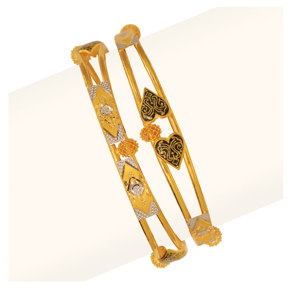 916 Heart Design Gold Vakiya Copper Kadli Bangle RJV-434