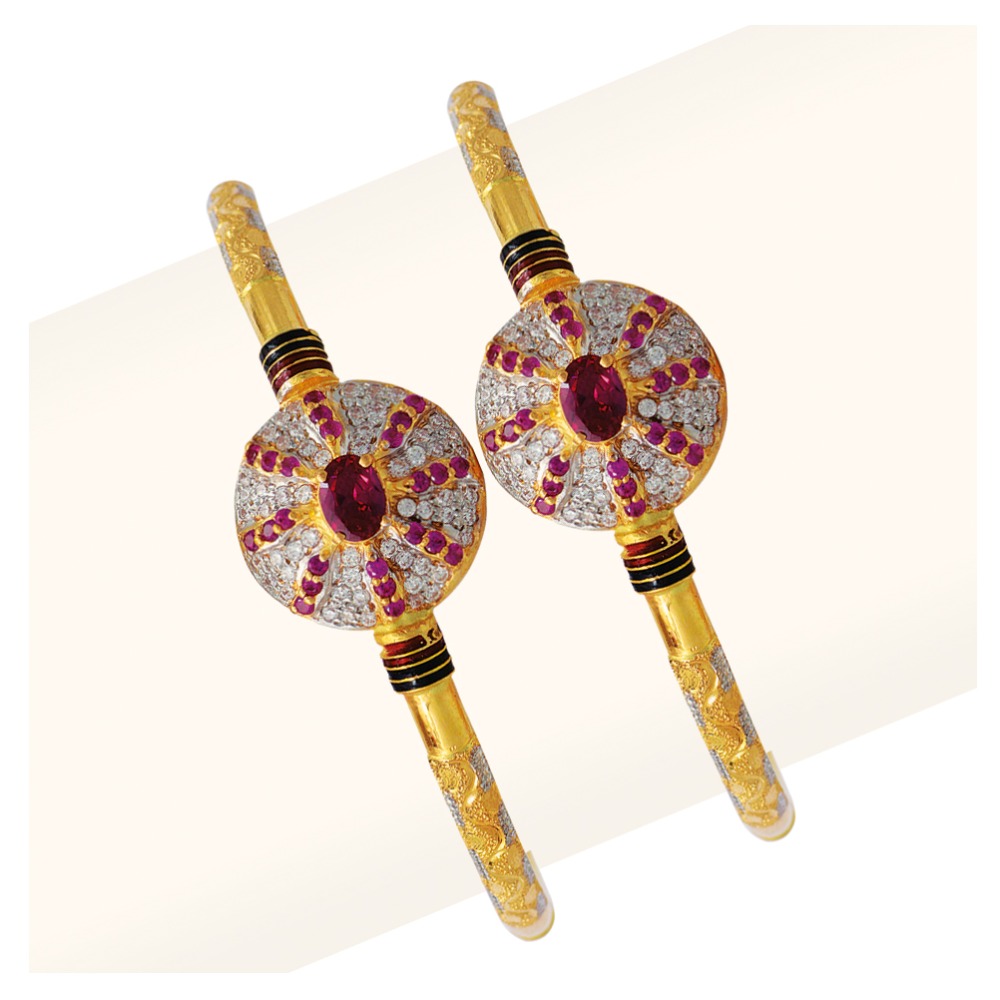 916 Gold Single Pipe Manka Modhiya Copper Kadli RJSP-049