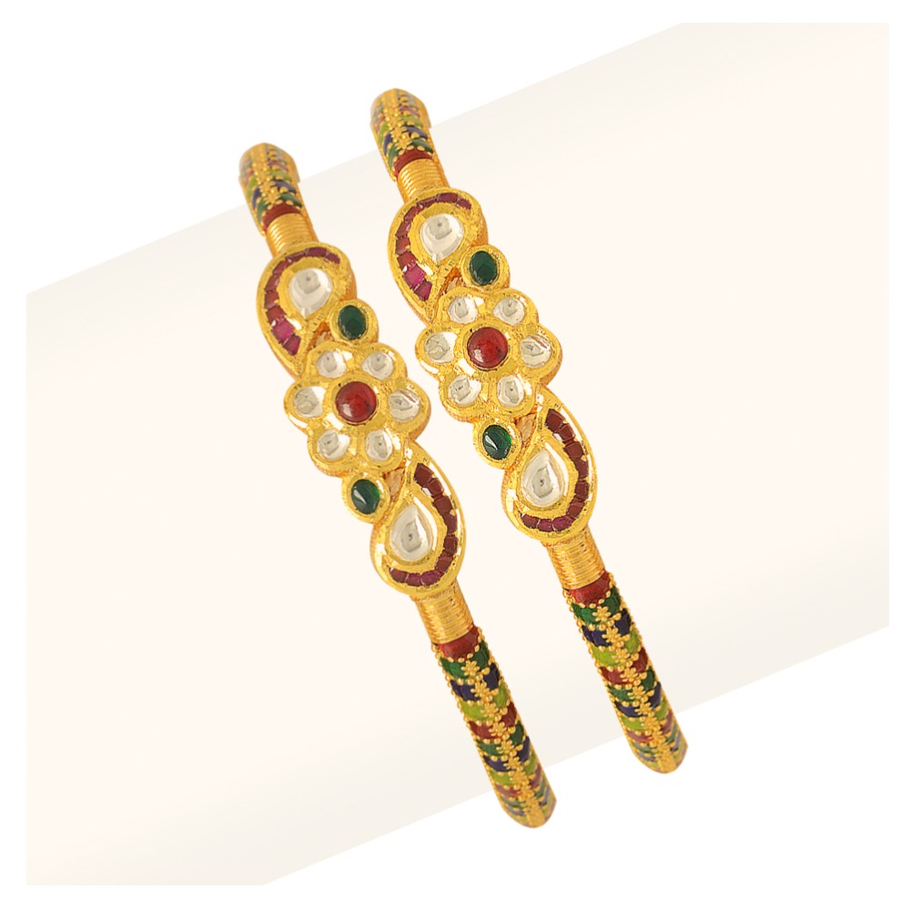 22K Gold Single Pipe Manka Modhiya Copper Kadli RJSP-045