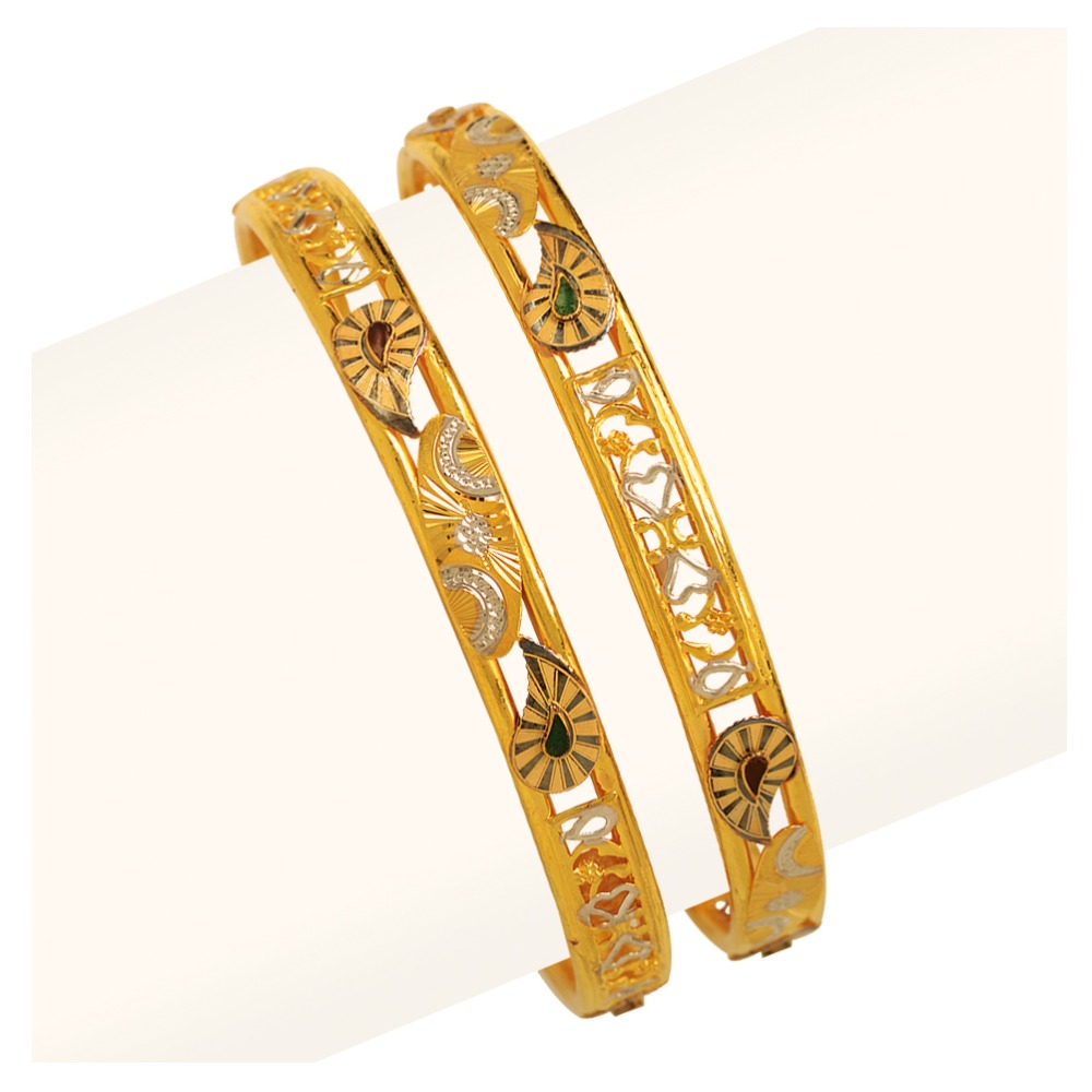 22KT Gold Double Pipe Copper Kadli Bangle RJDP-059