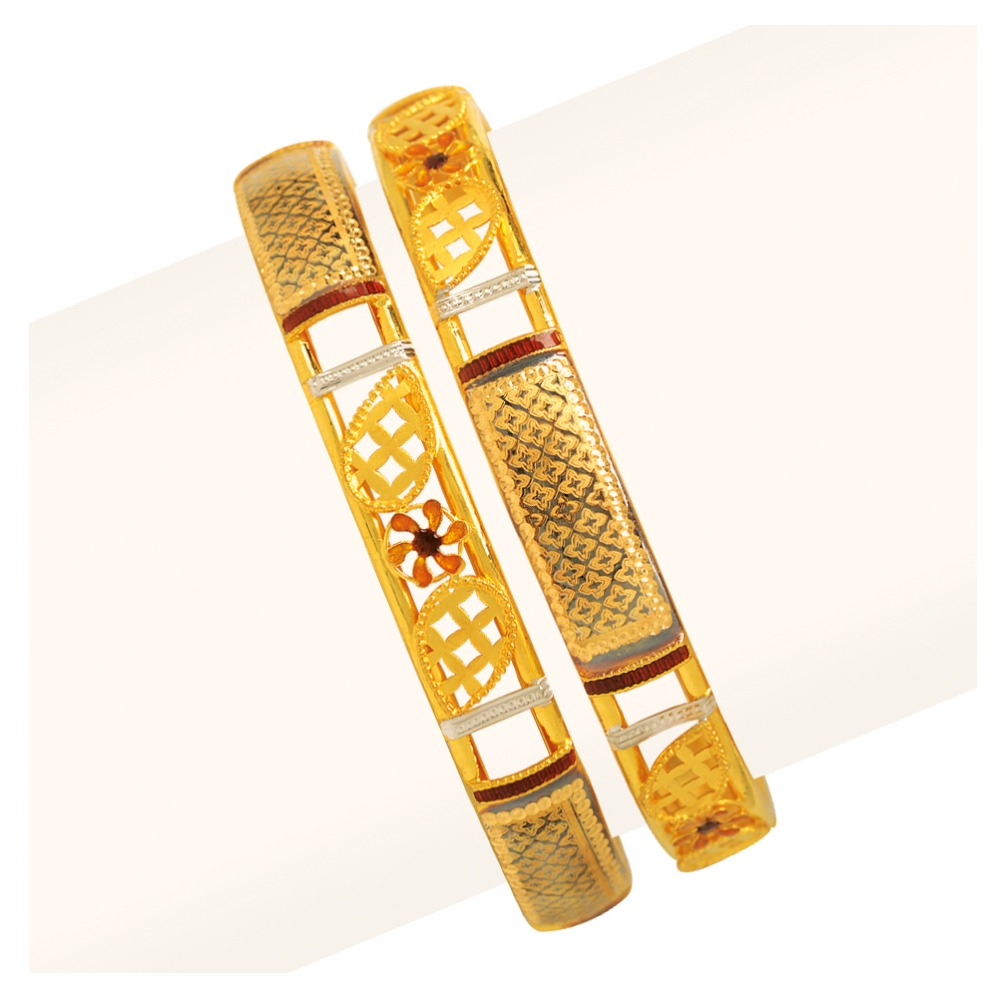 916 Gold Double Pipe Copper Kadli Bangle RJDP-057