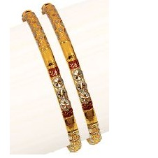 22K/916 Gold Fancy single Pipe Bangle