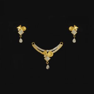 22KT gold cz mangalsutra pendant set ms-2586