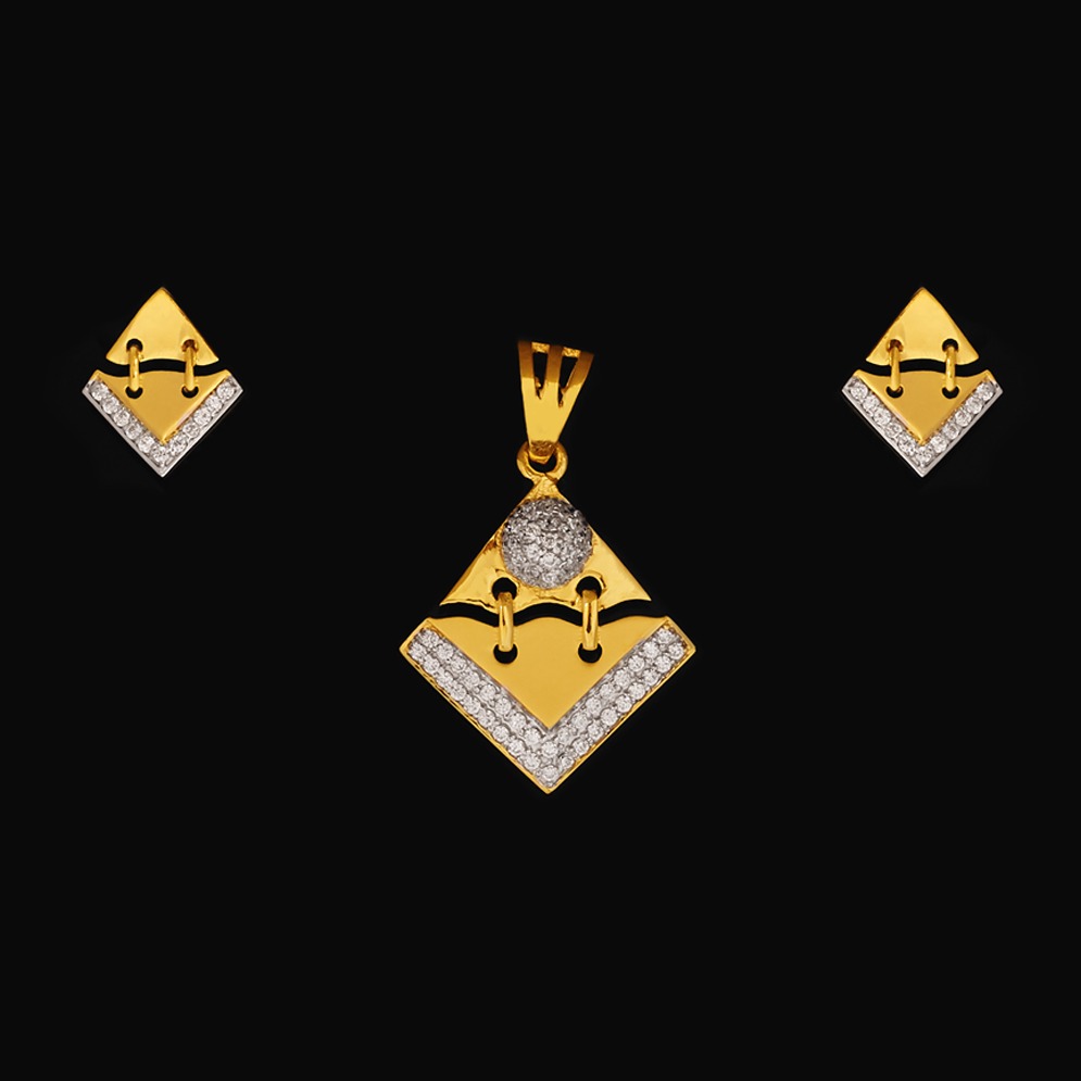 22KT Gold CZ Pendant Set PS-3840