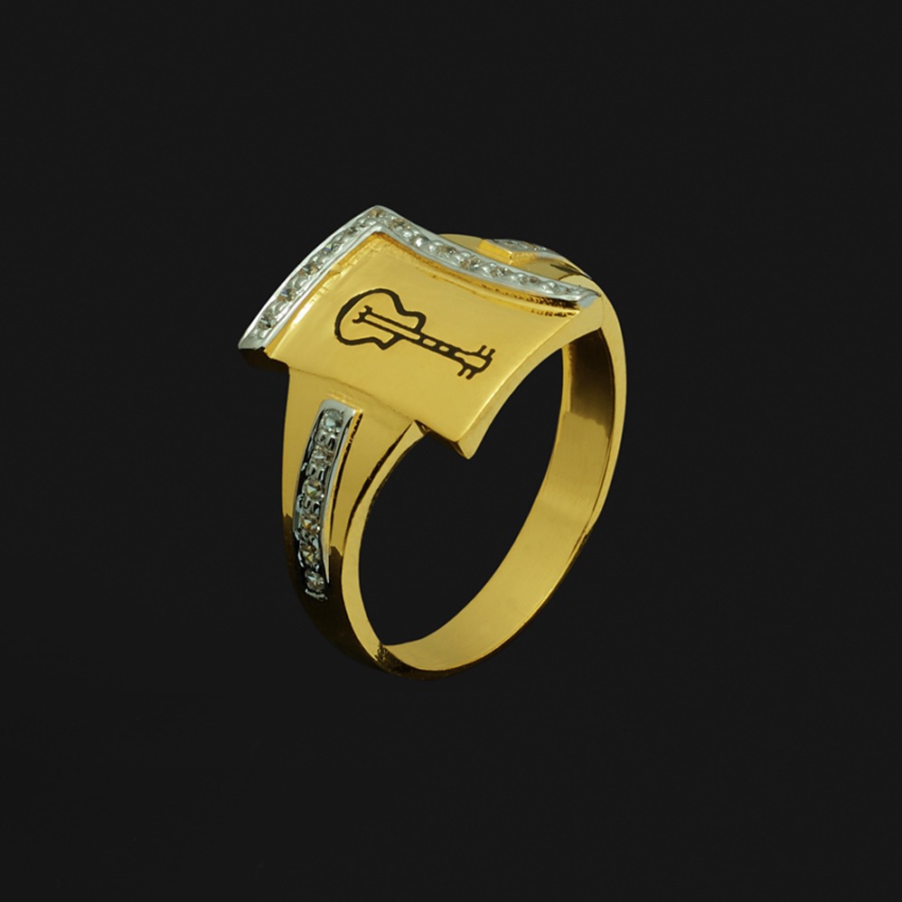 916 Gold CZ Ring For Men GR-3210